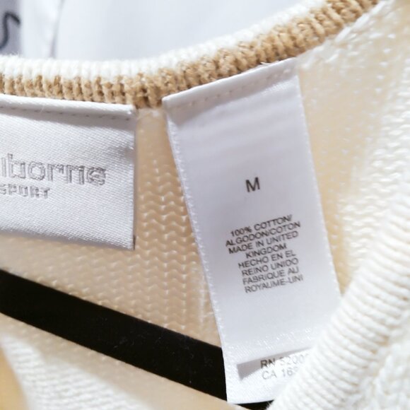 Liz Claiborne Cable Knit 100% Cotton Cardigan Zip-Up Sweater Ivory Medium EUC - Picture 4 of 6